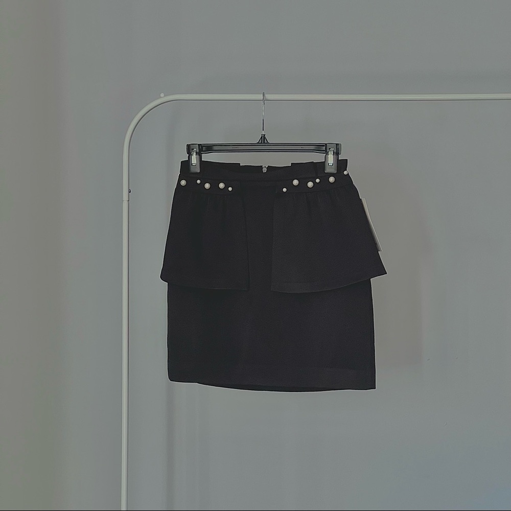 ZARA BLACK SKIRT WITH PEARL DETAILS